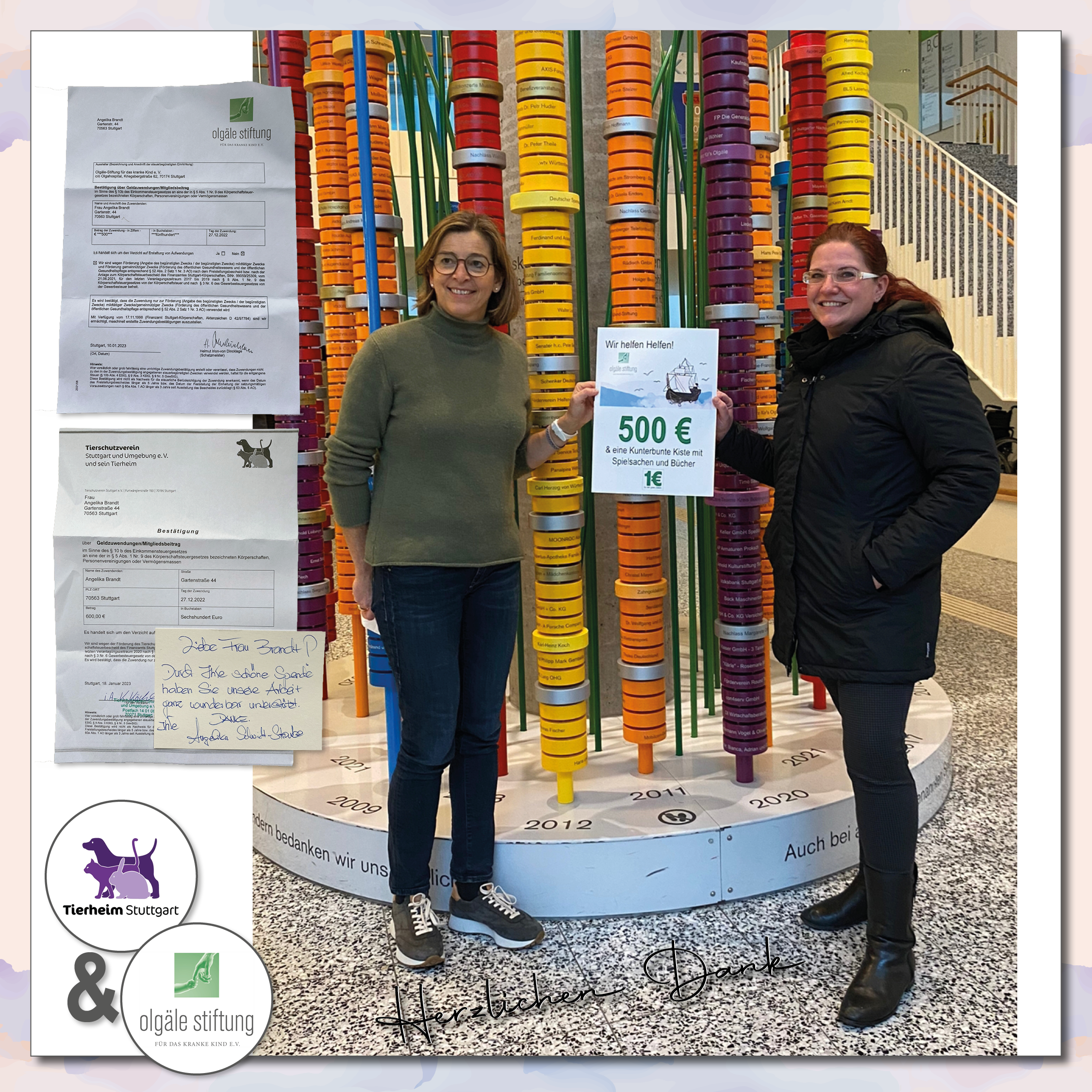 Foto zur Spendenübergabe im Olgäle Kinderkrankenhaus